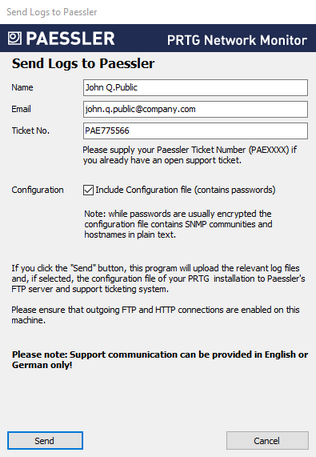 Send Logs to Paessler Send Logs to Paessler